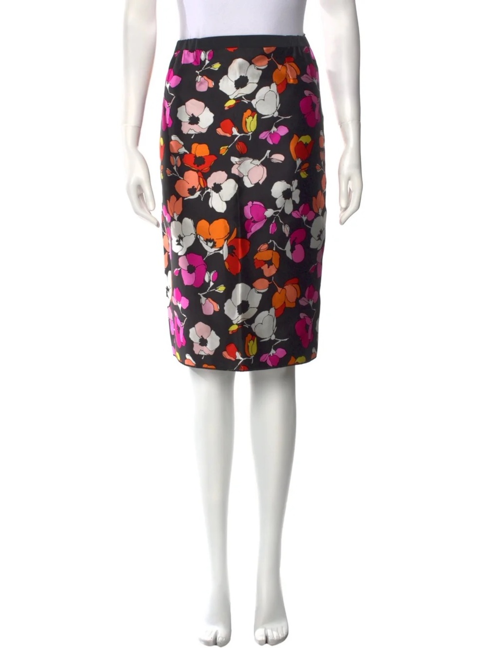 Floral Oscar De La Renta Skirt in Black with Multicolor Blooms size 0